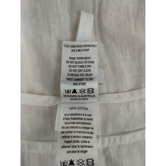 Seafolly Australia Womens One Size White Cotton Linen Kaftan Dress Swim Coverup - Picture 5 of 7